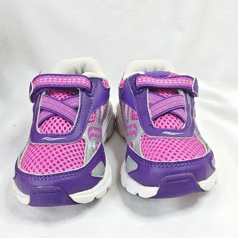 Saucony Baby Ride 6 Running Shoe Purple Magenta pink Silver Toddler 7.5W New
